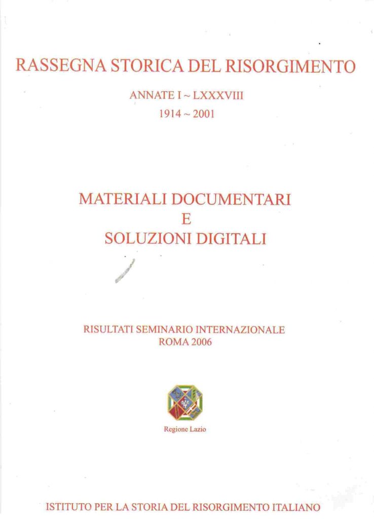 Dvd contenente le annate della Rassegna Storica dal I-LXXXVIII 1914