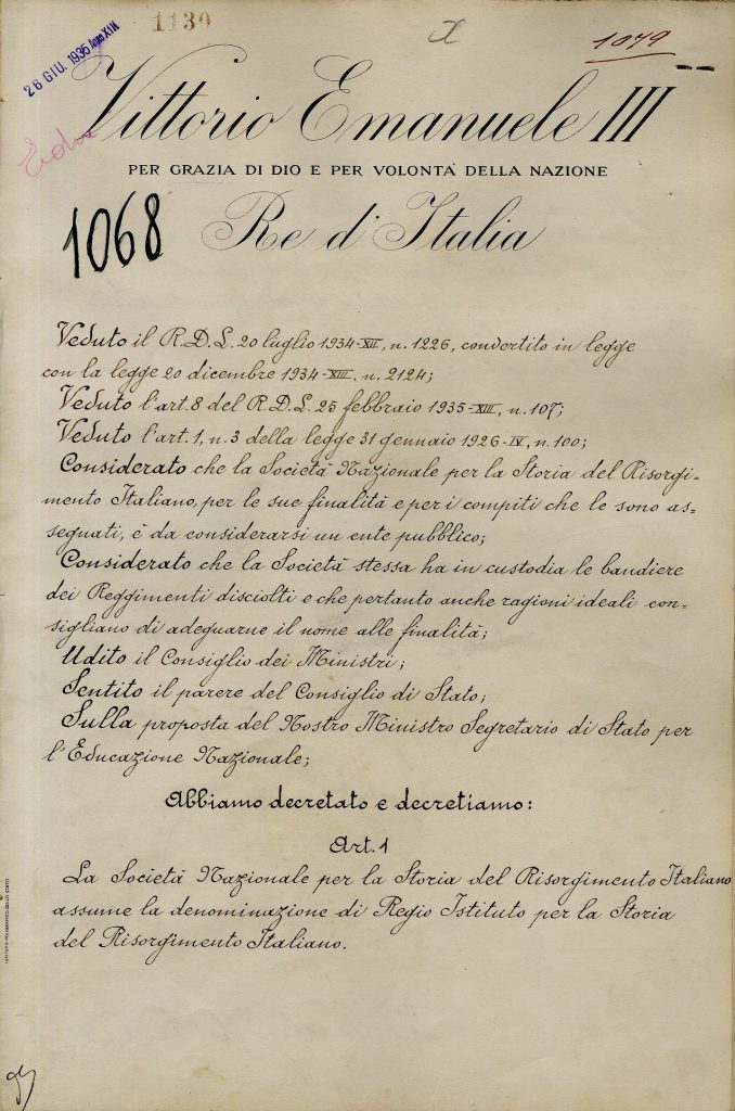 Scansione del documento art.1 del decreto del 20 giugno 1935